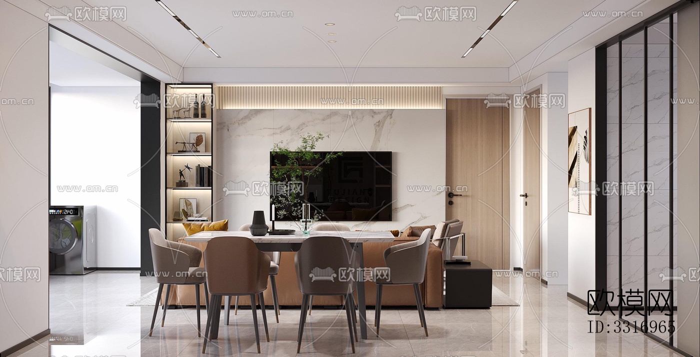 现代客厅效果图下载（渲染图2）