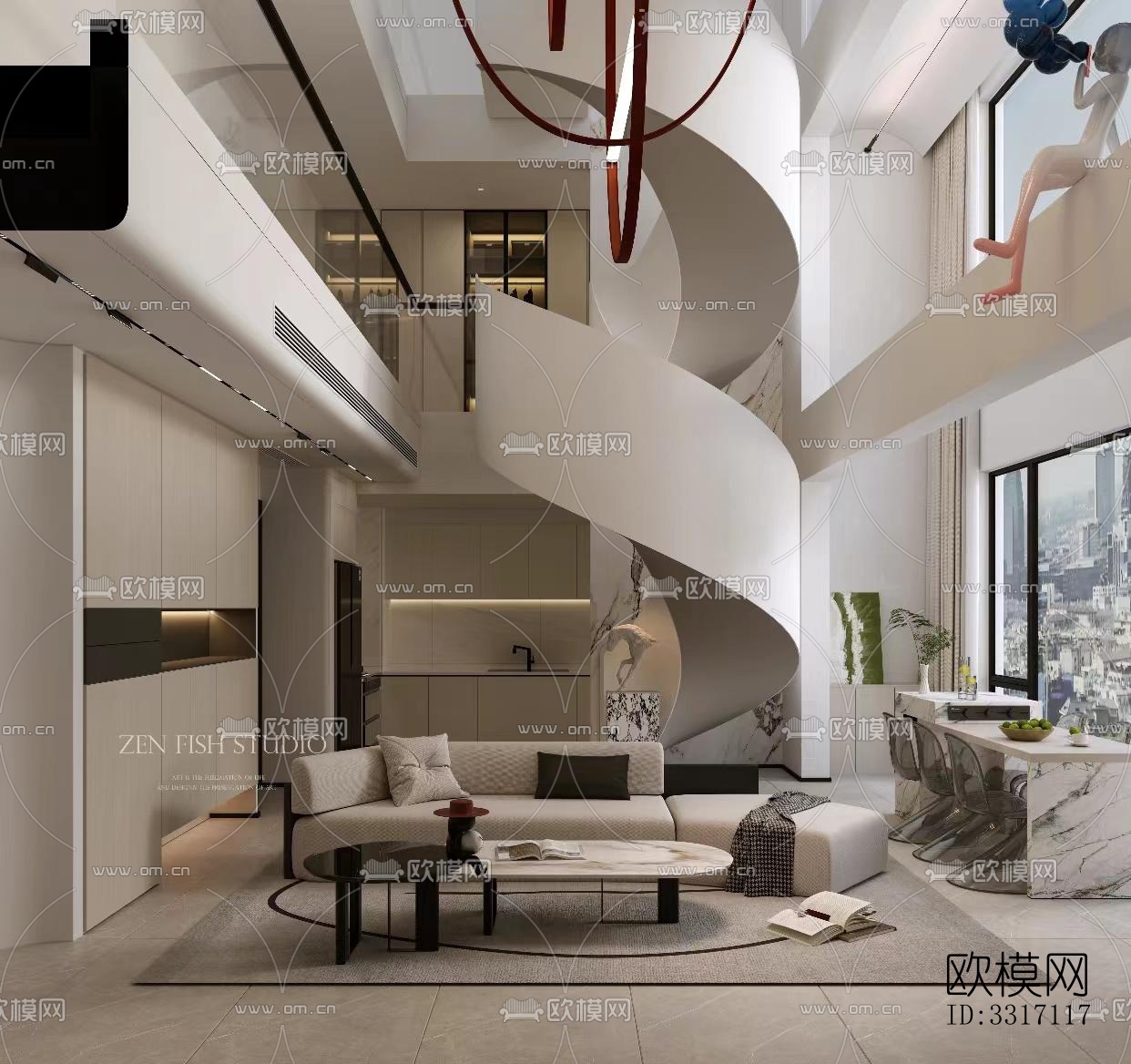 现代客厅效果图下载（渲染图2）