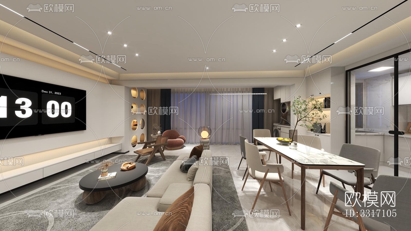 现代客厅效果图下载（渲染图1）