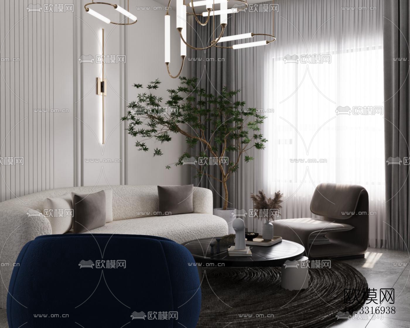 现代客厅效果图下载（渲染图2）