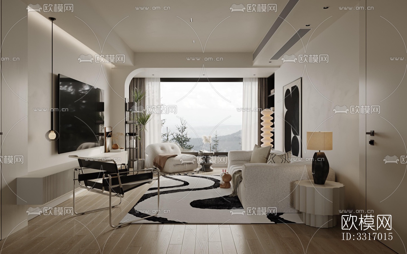 现代客厅效果图下载（渲染图1）