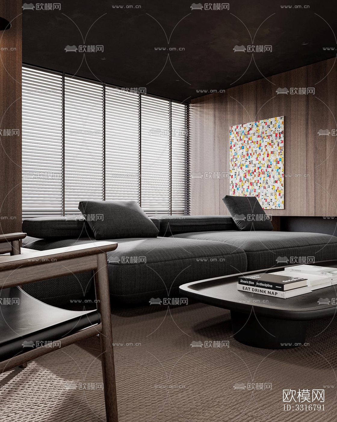 现代客厅效果图下载（渲染图4）