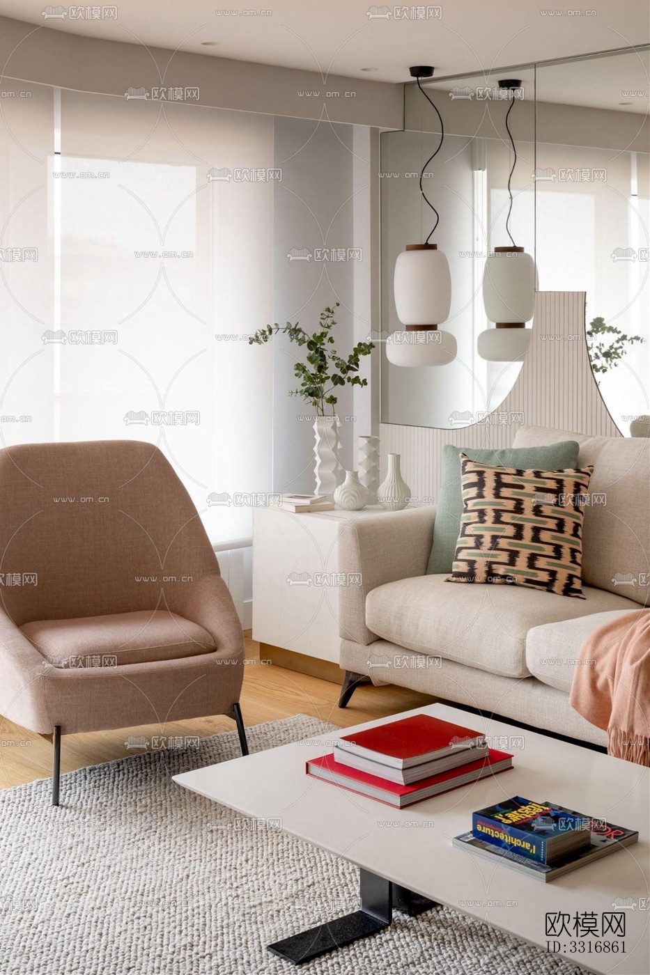 现代客厅效果图下载（渲染图3）