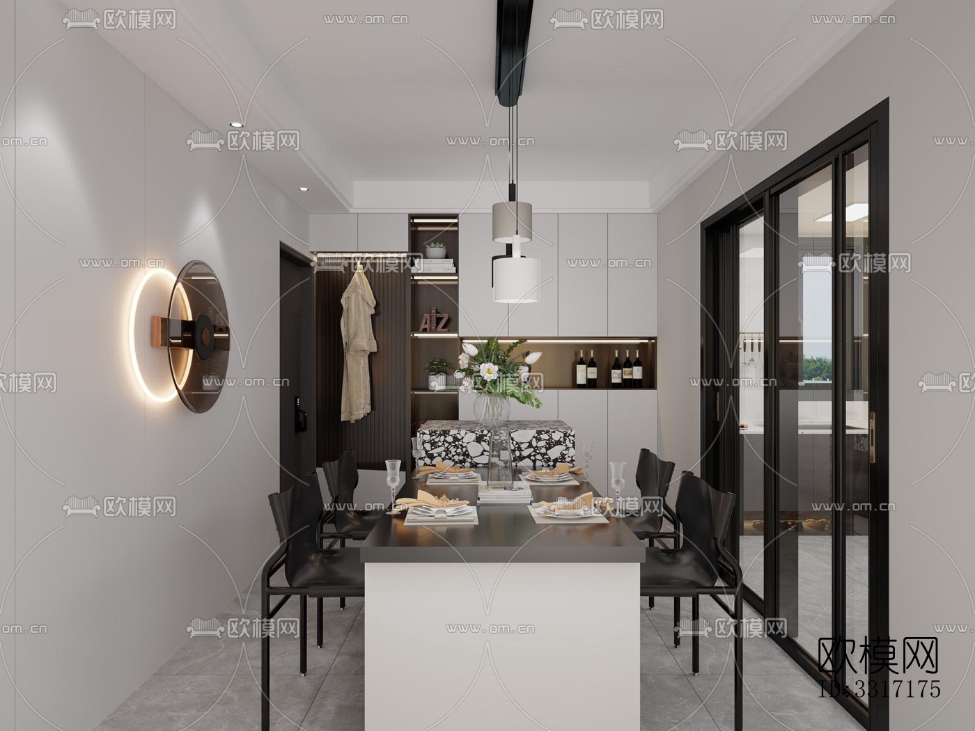 现代客厅效果图下载（渲染图4）