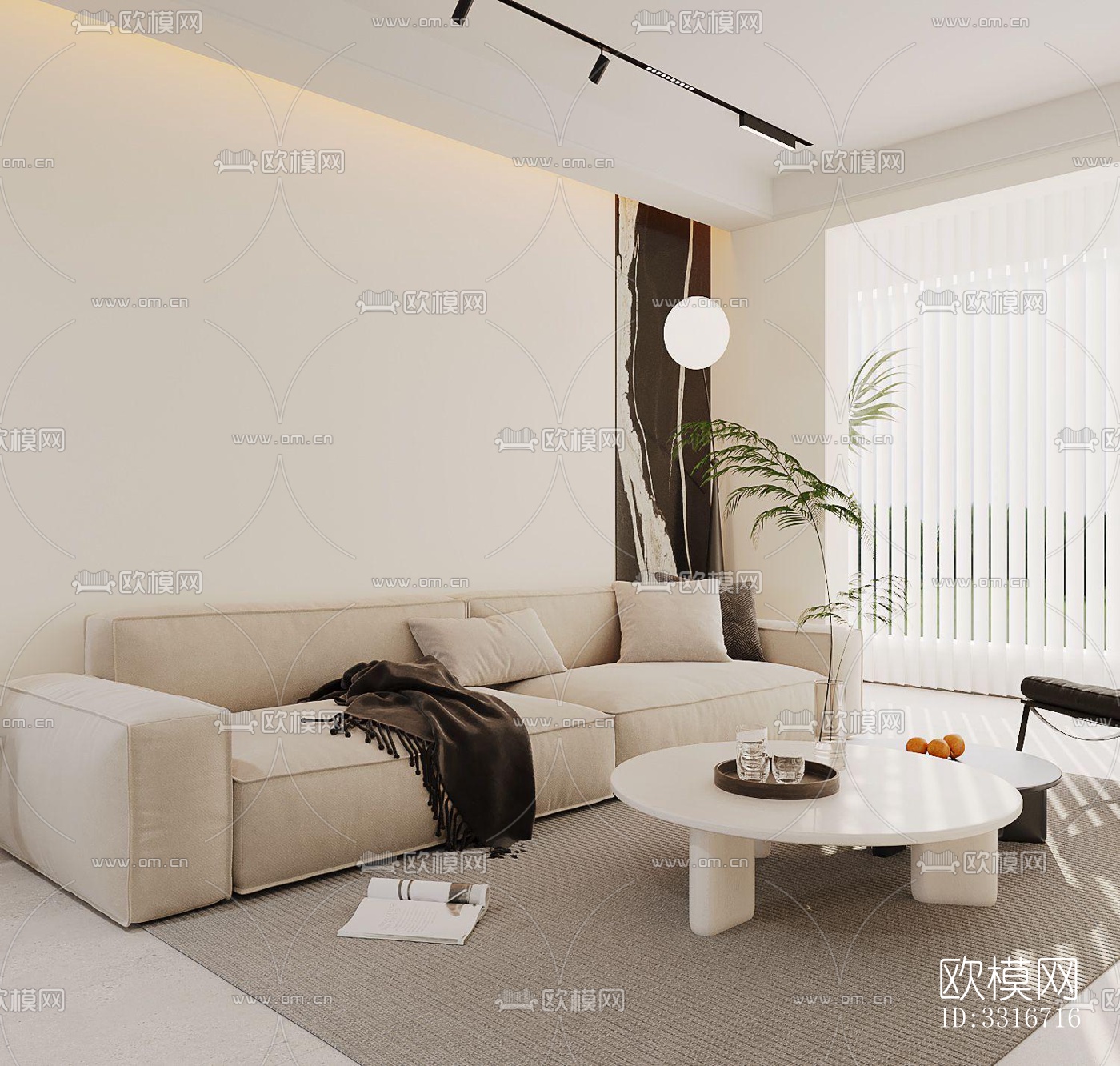 现代客厅效果图下载（渲染图4）