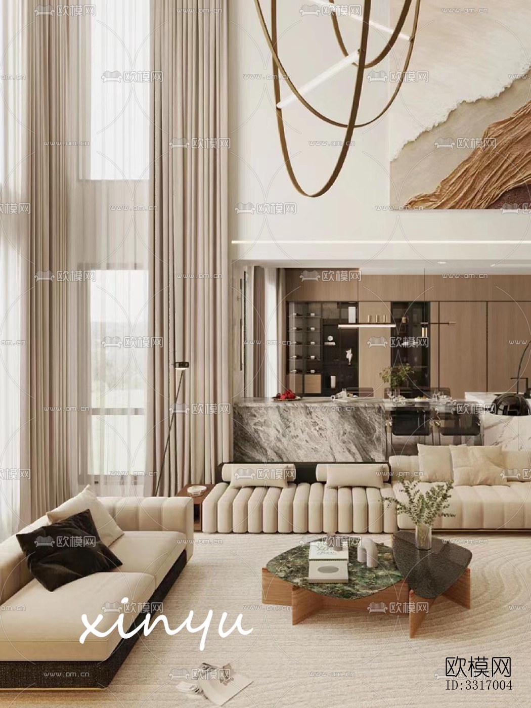 现代客厅效果图下载（渲染图4）