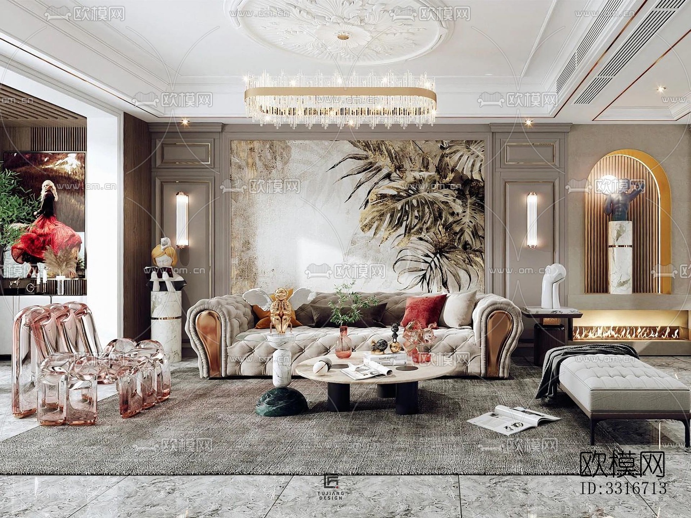 现代客厅效果图下载（渲染图1）