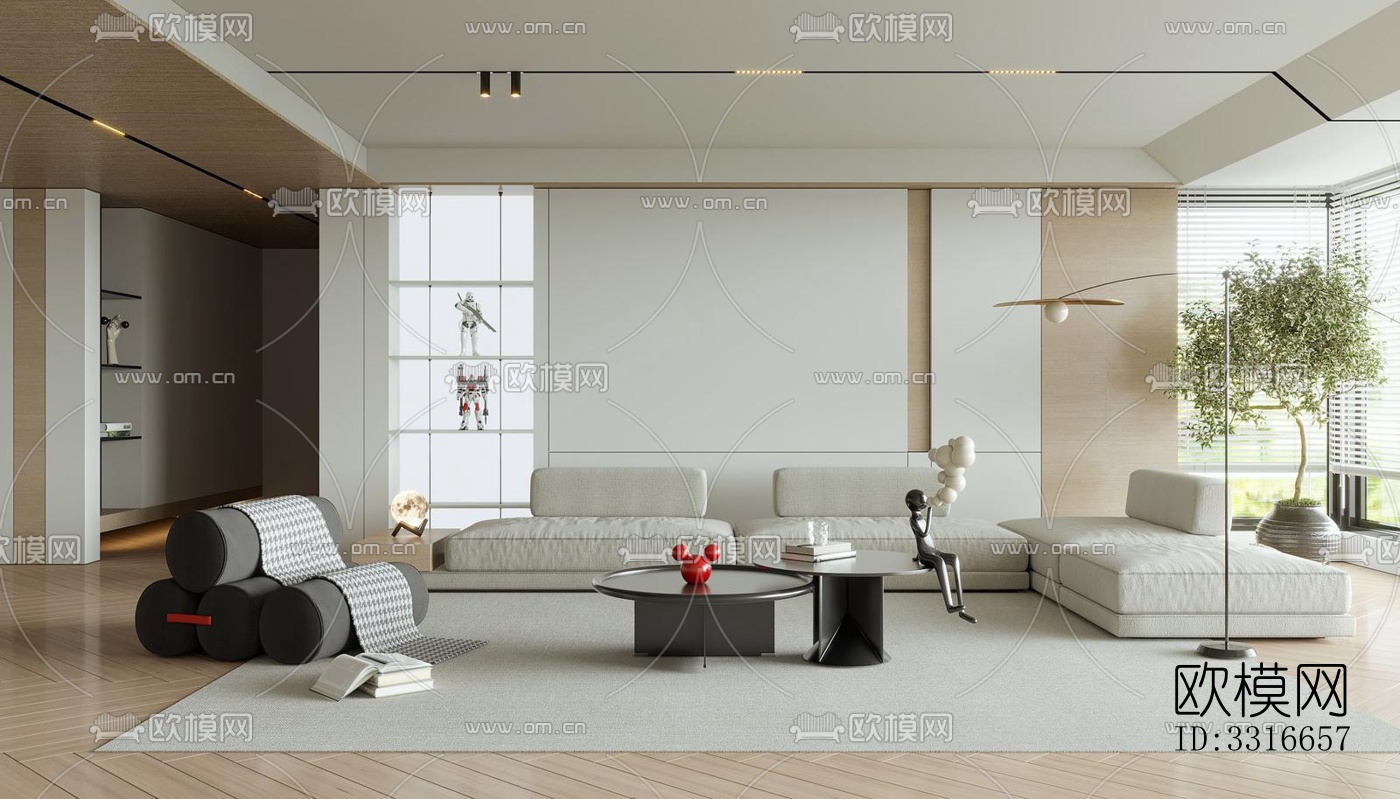 现代客厅效果图下载（渲染图11）