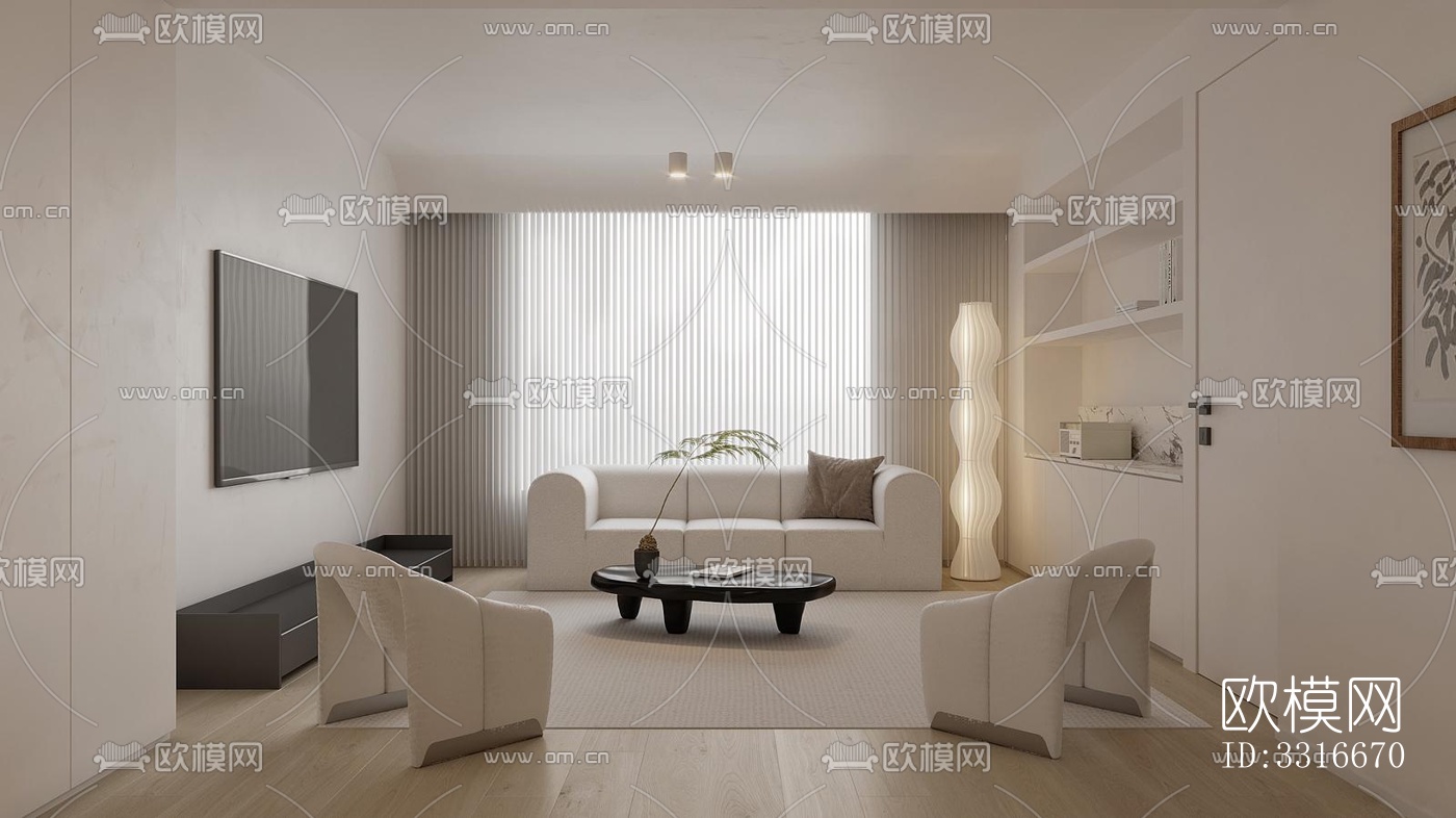 现代客厅效果图下载（渲染图11）