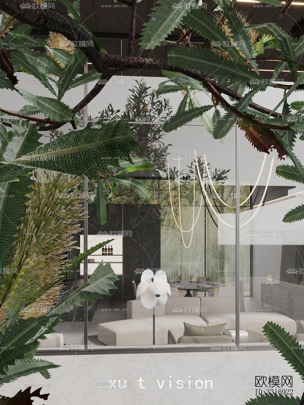 现代客厅效果图下载（渲染图7）