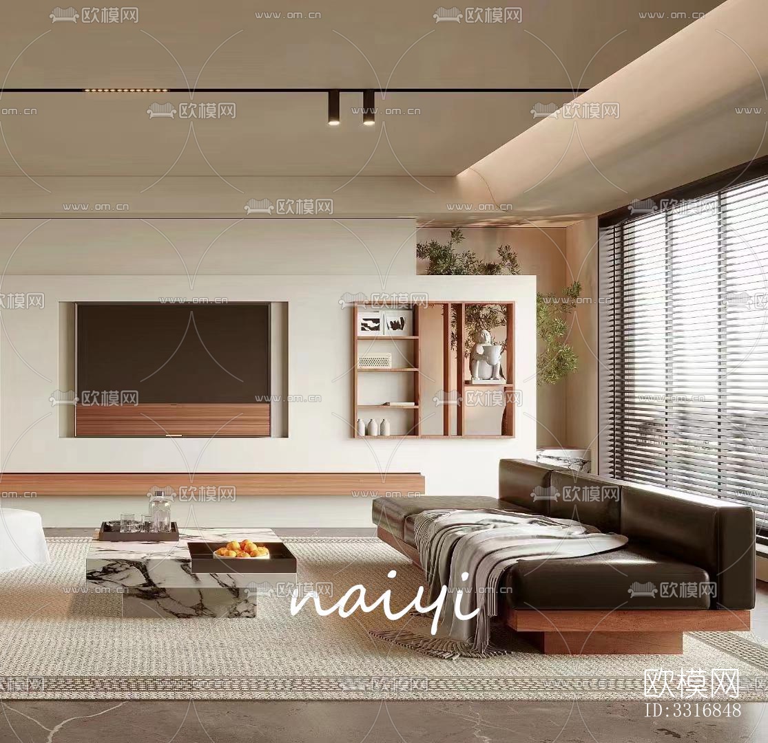 现代客厅效果图下载（渲染图2）