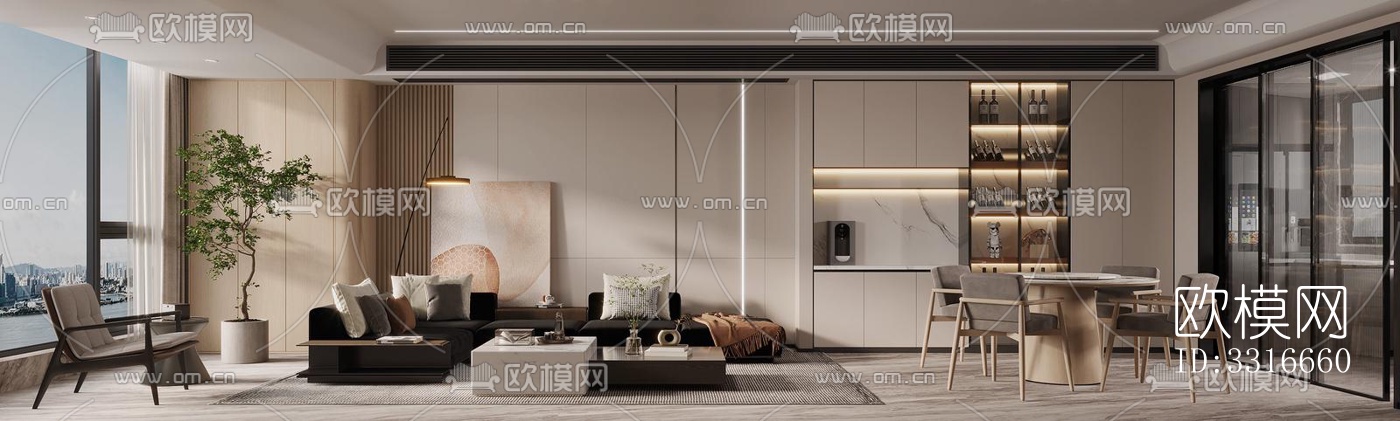 现代客厅效果图下载（渲染图6）