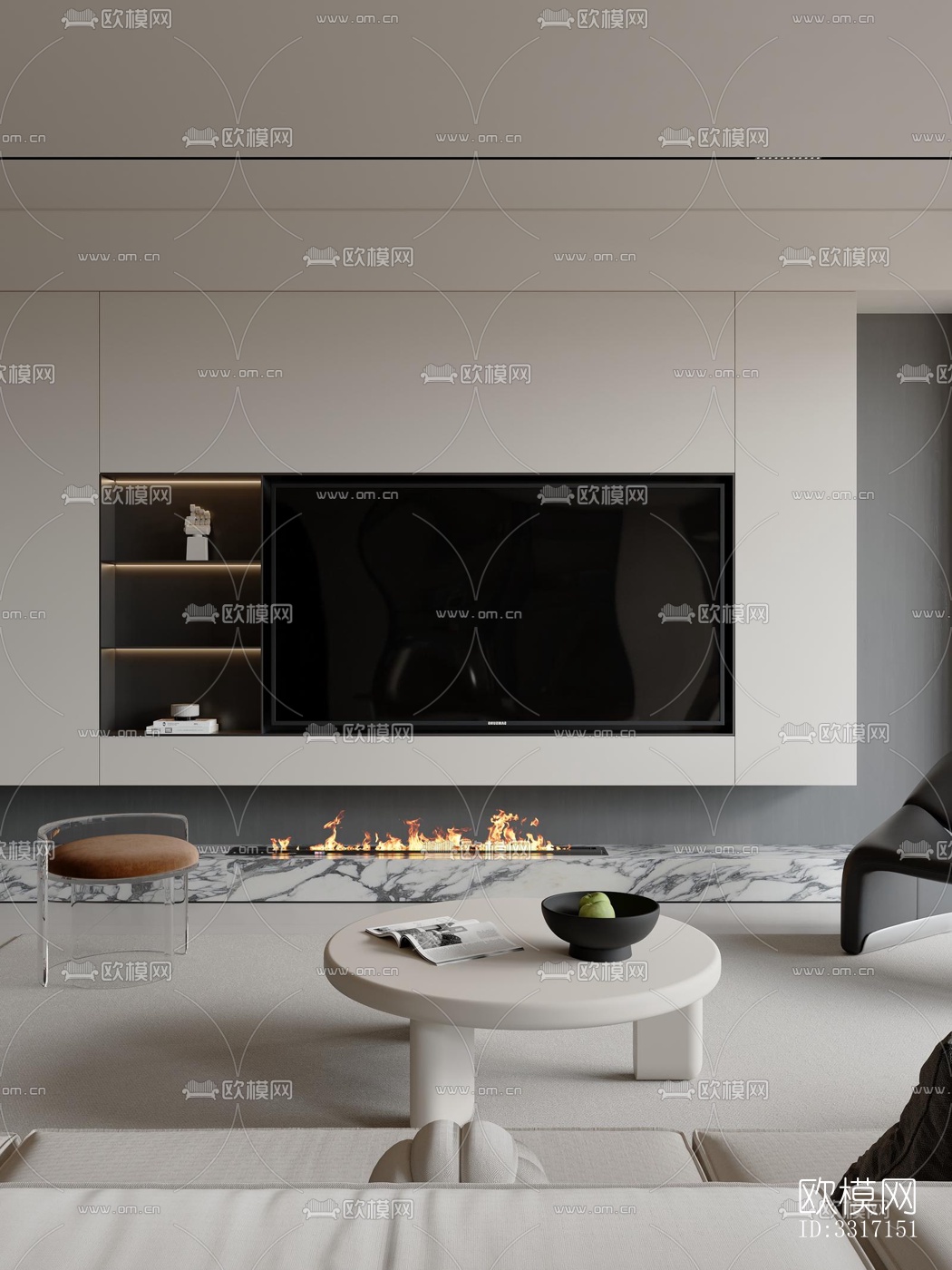 现代客厅效果图下载（渲染图2）