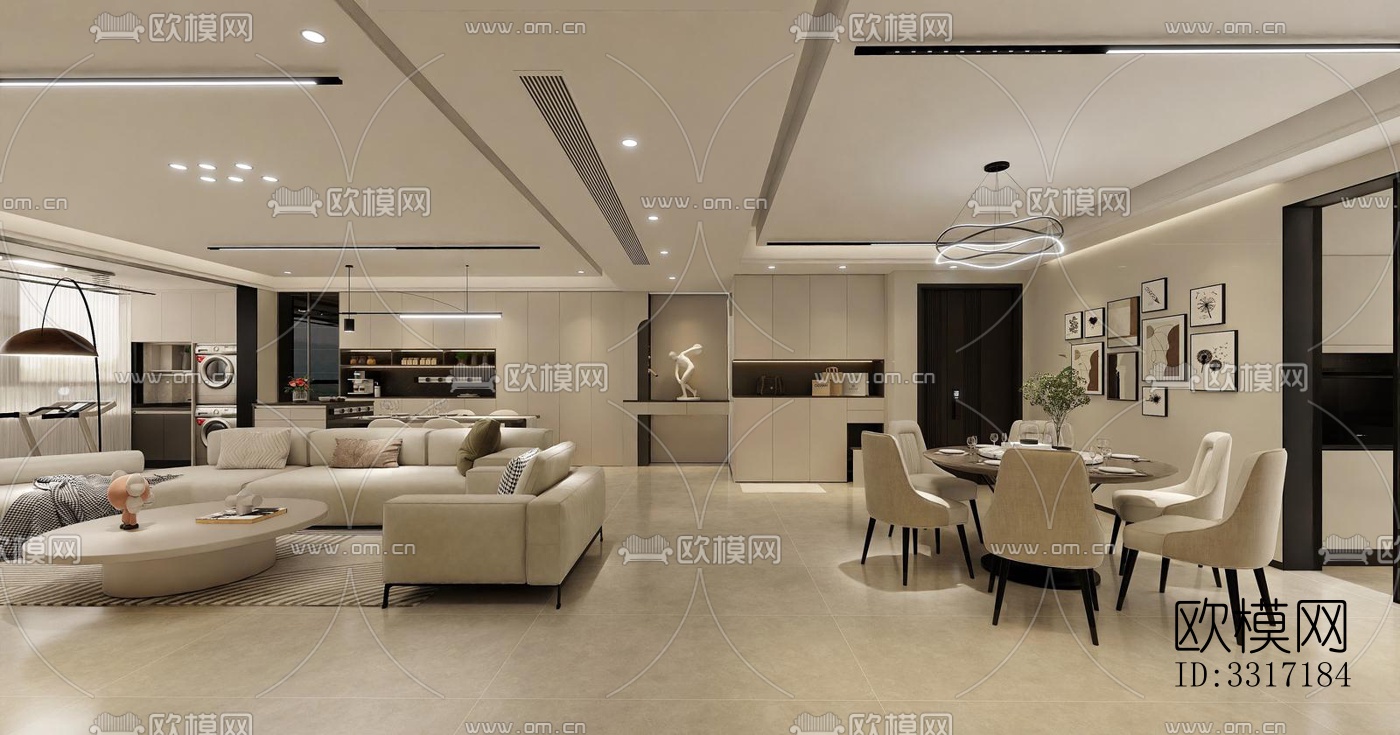 现代客厅效果图下载（渲染图5）