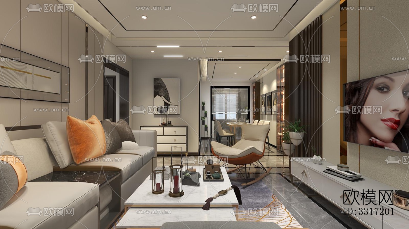 现代客厅效果图下载（渲染图1）