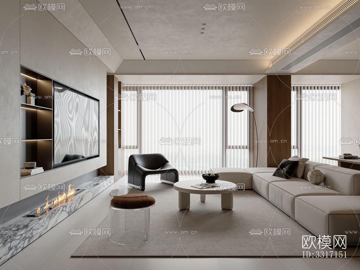 现代客厅效果图下载（渲染图3）