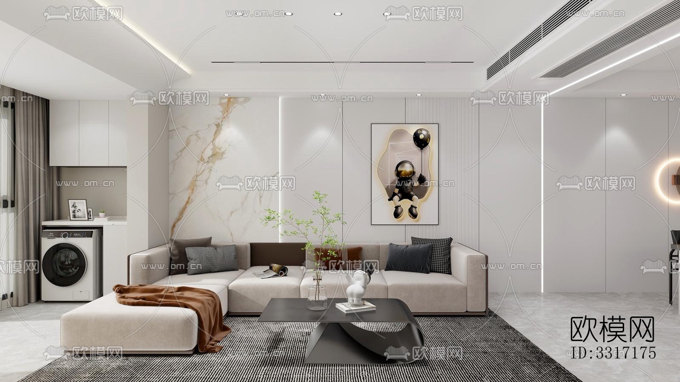 现代客厅效果图下载（渲染图2）