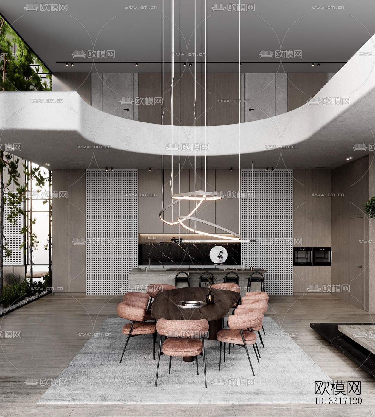 现代客厅效果图下载（渲染图2）