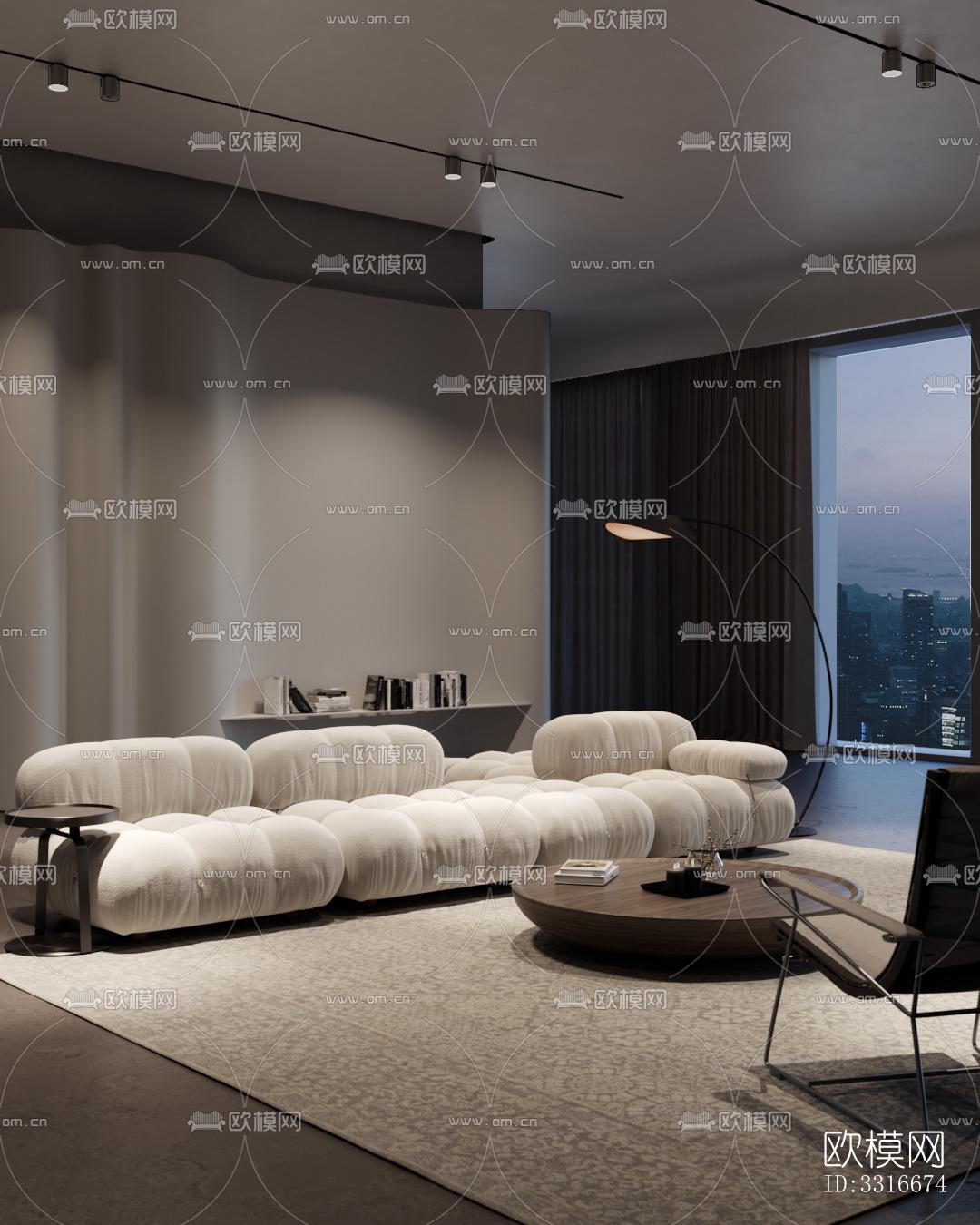 现代客厅效果图下载（渲染图5）