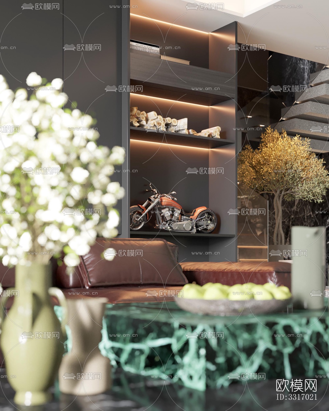 现代客厅效果图下载（渲染图3）