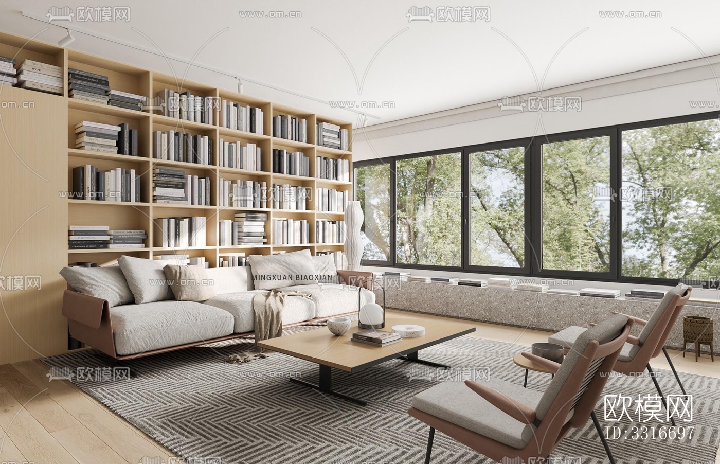 现代客厅效果图下载（渲染图2）