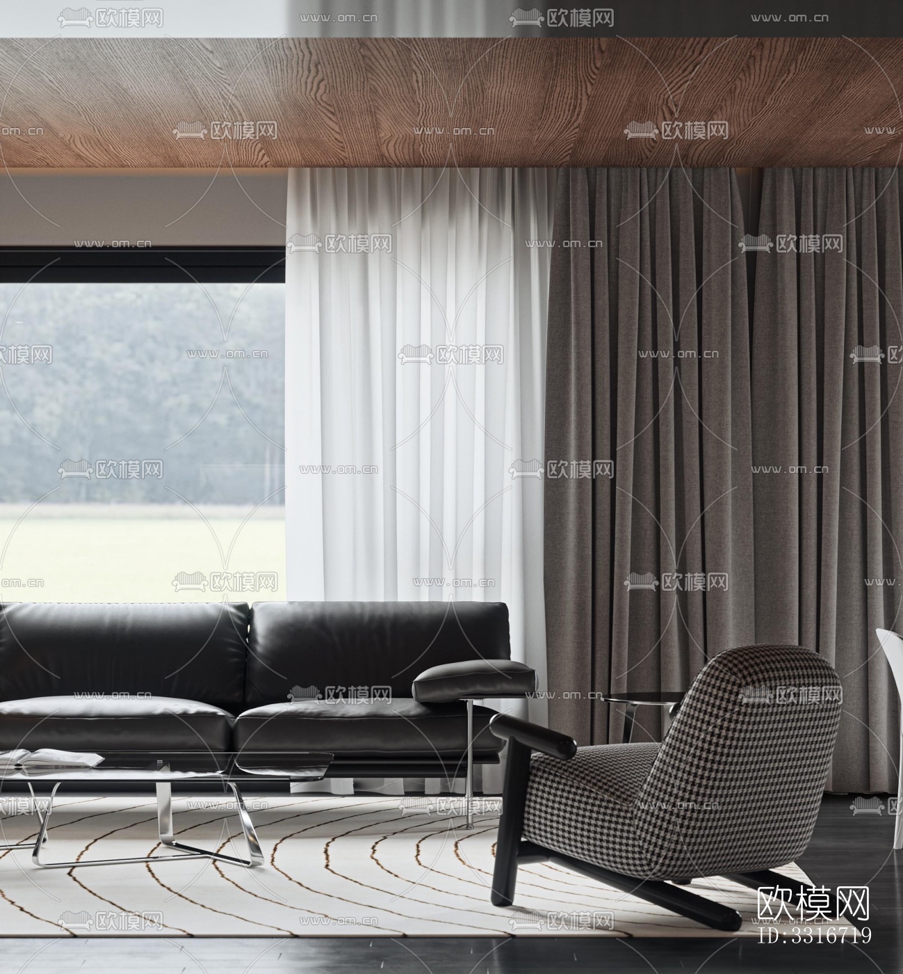 现代客厅效果图下载（渲染图3）