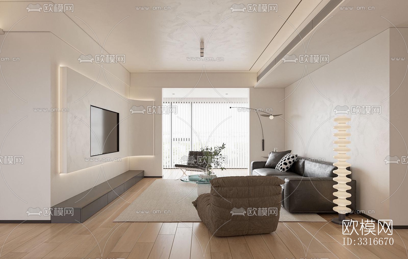 现代客厅效果图下载（渲染图8）