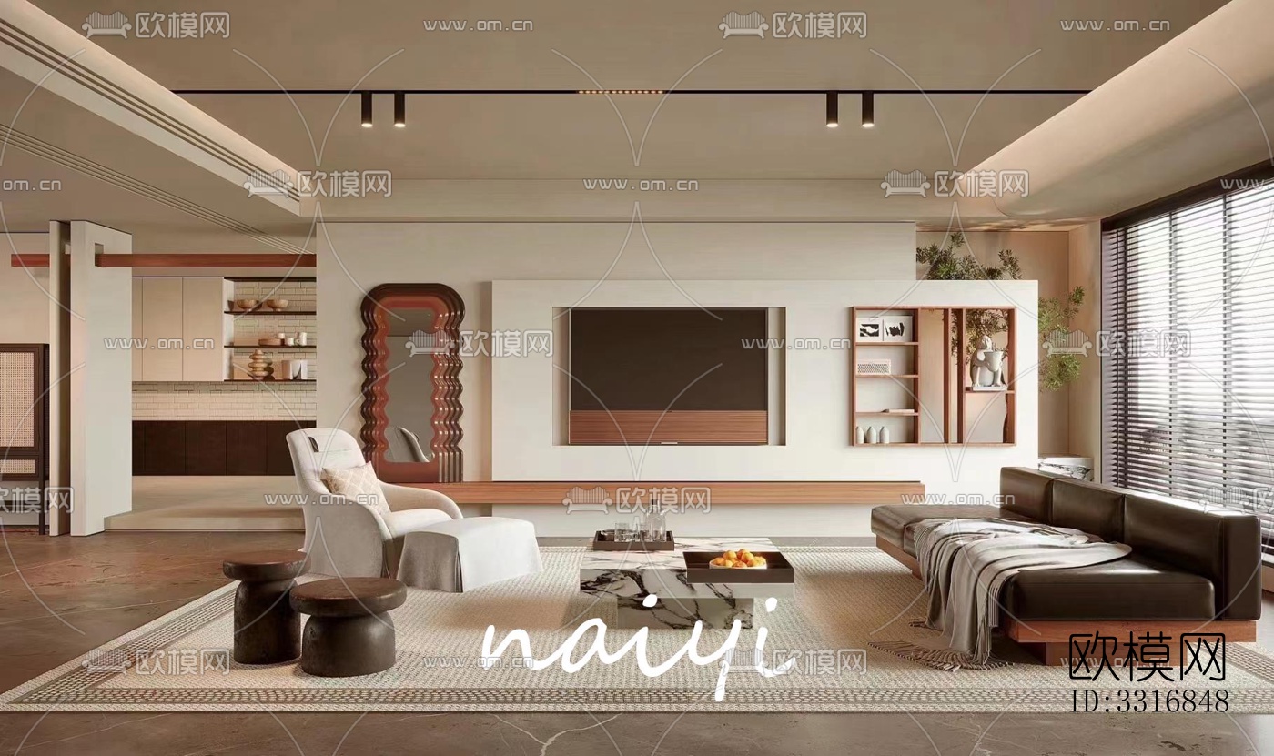 现代客厅效果图下载（渲染图7）