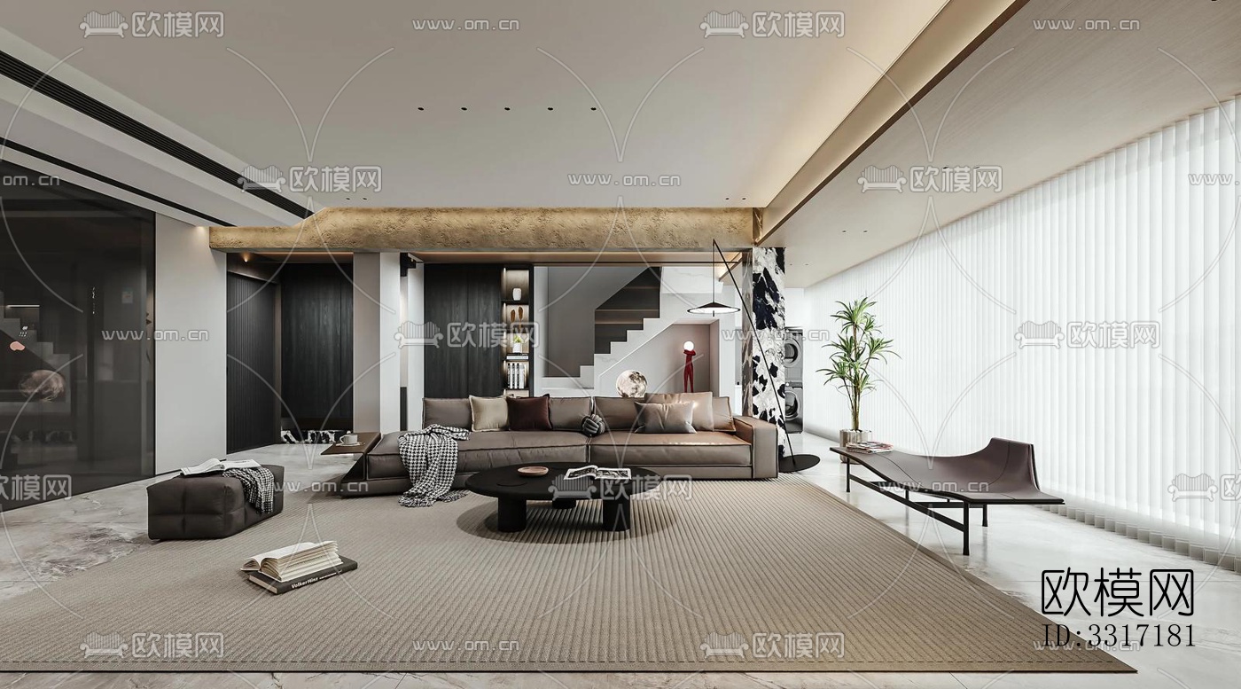 现代客厅效果图下载（渲染图7）