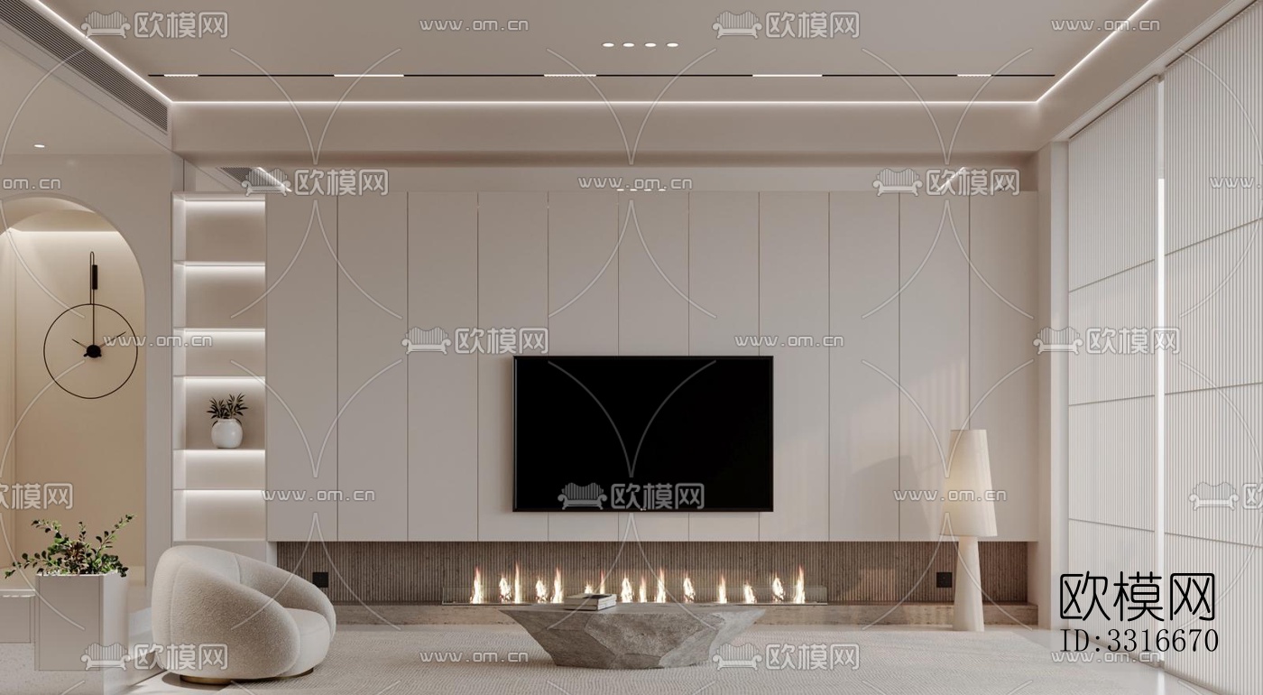 现代客厅效果图下载（渲染图14）