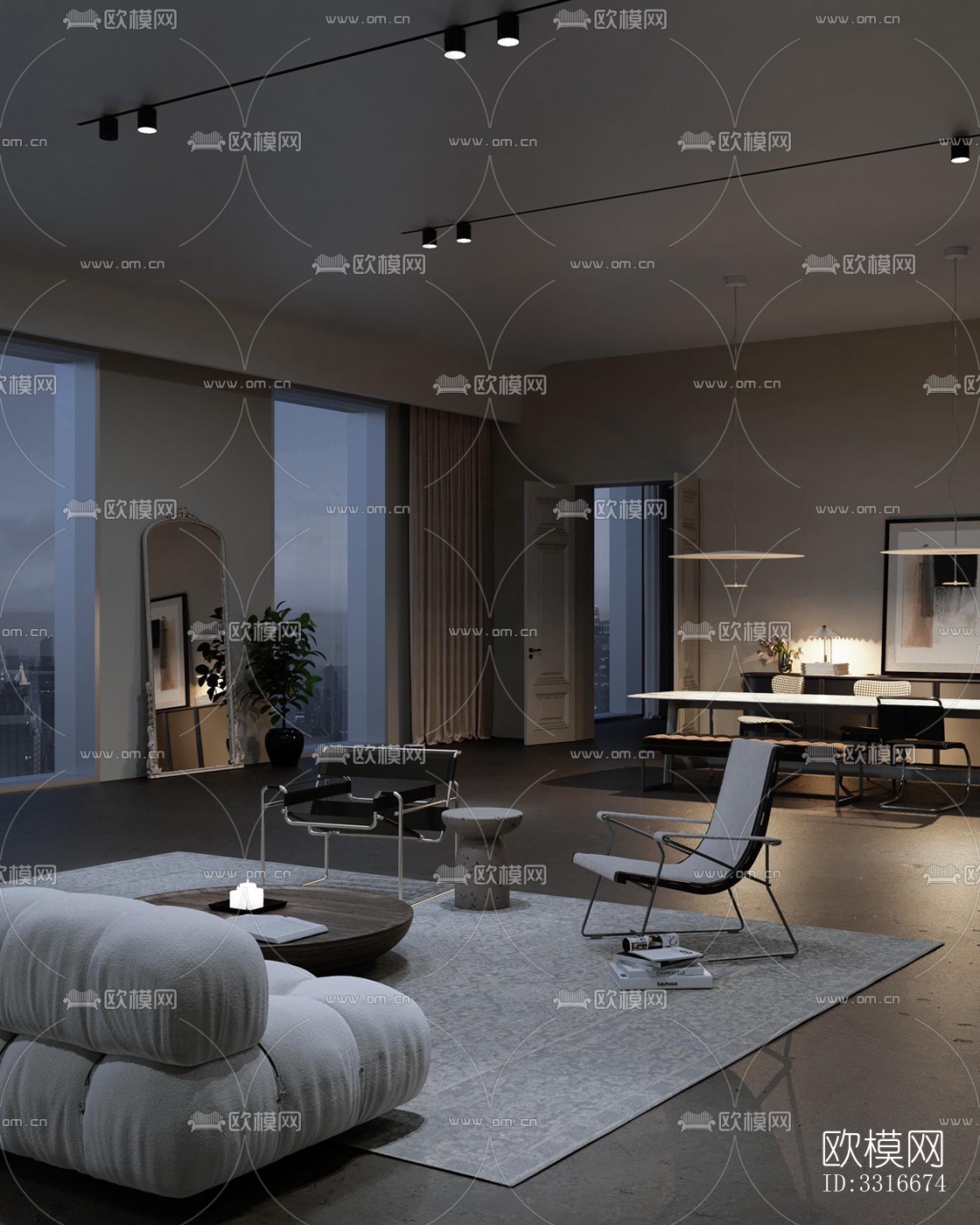 现代客厅效果图下载（渲染图3）