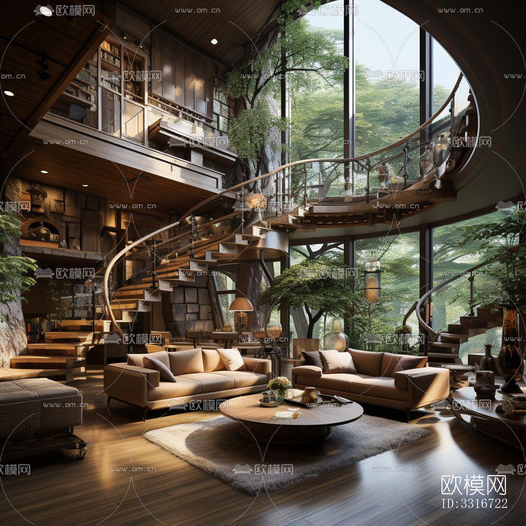 现代客厅效果图下载（渲染图4）