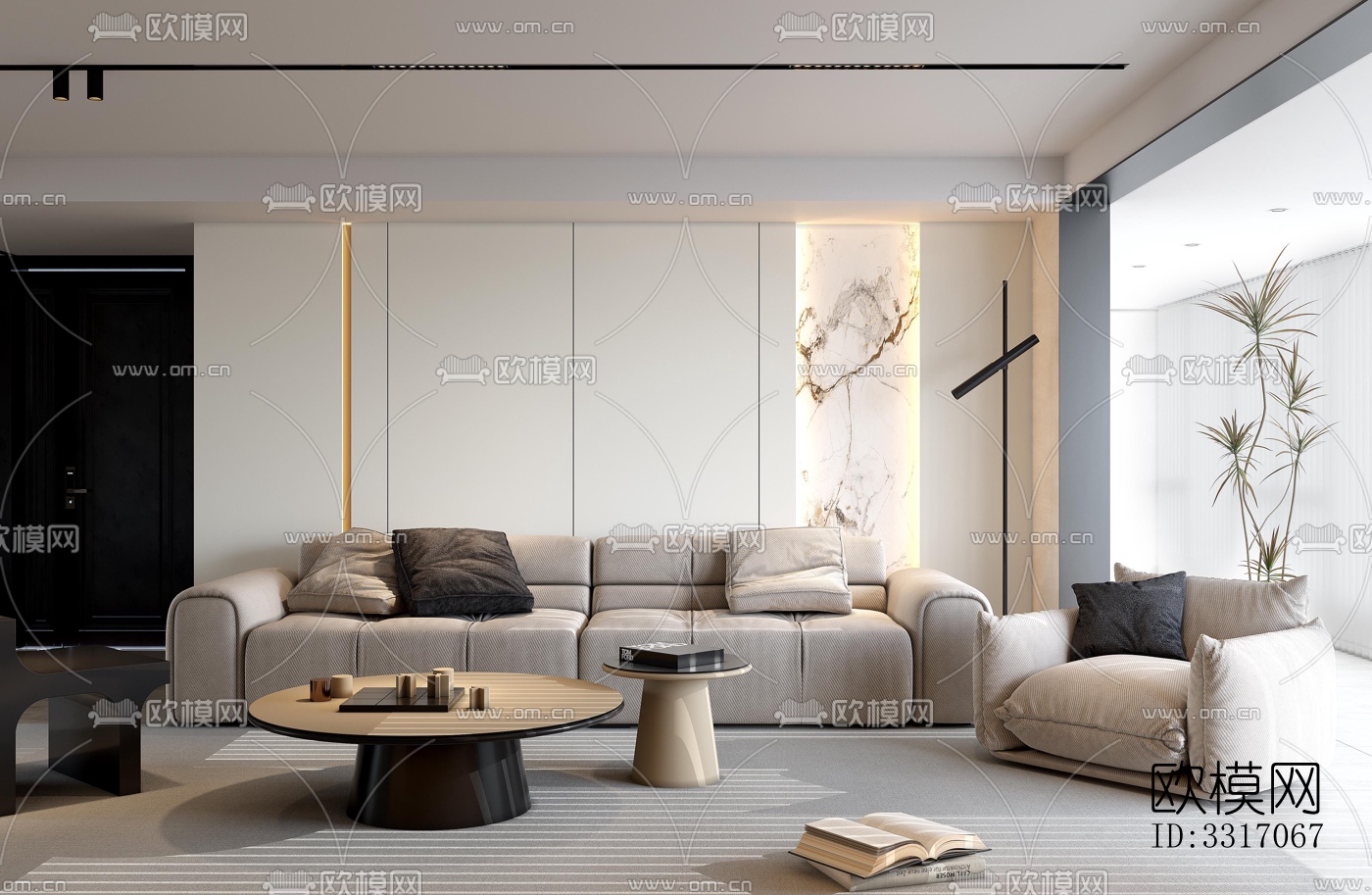 现代客厅效果图下载（渲染图2）