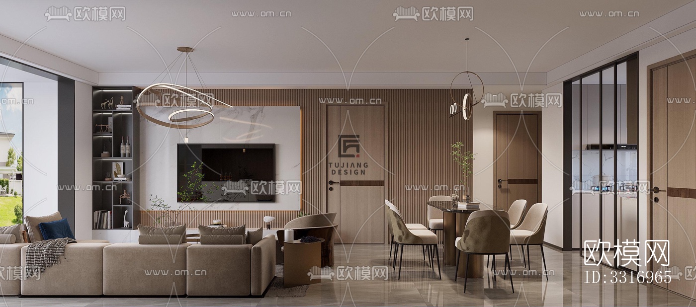 现代客厅效果图下载（渲染图1）