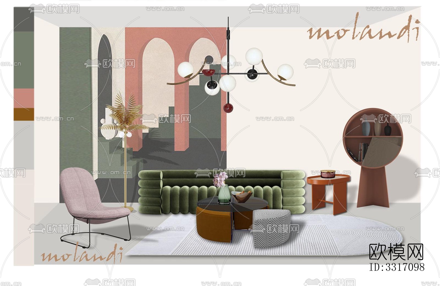 现代客厅效果图下载（渲染图4）