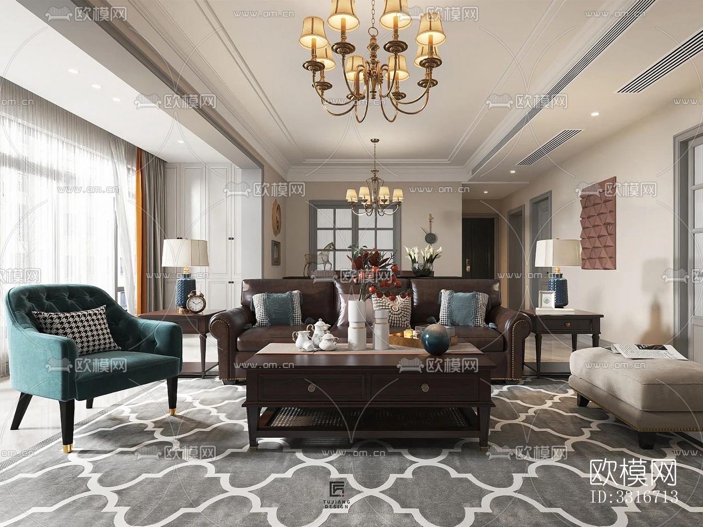 现代客厅效果图下载（渲染图5）