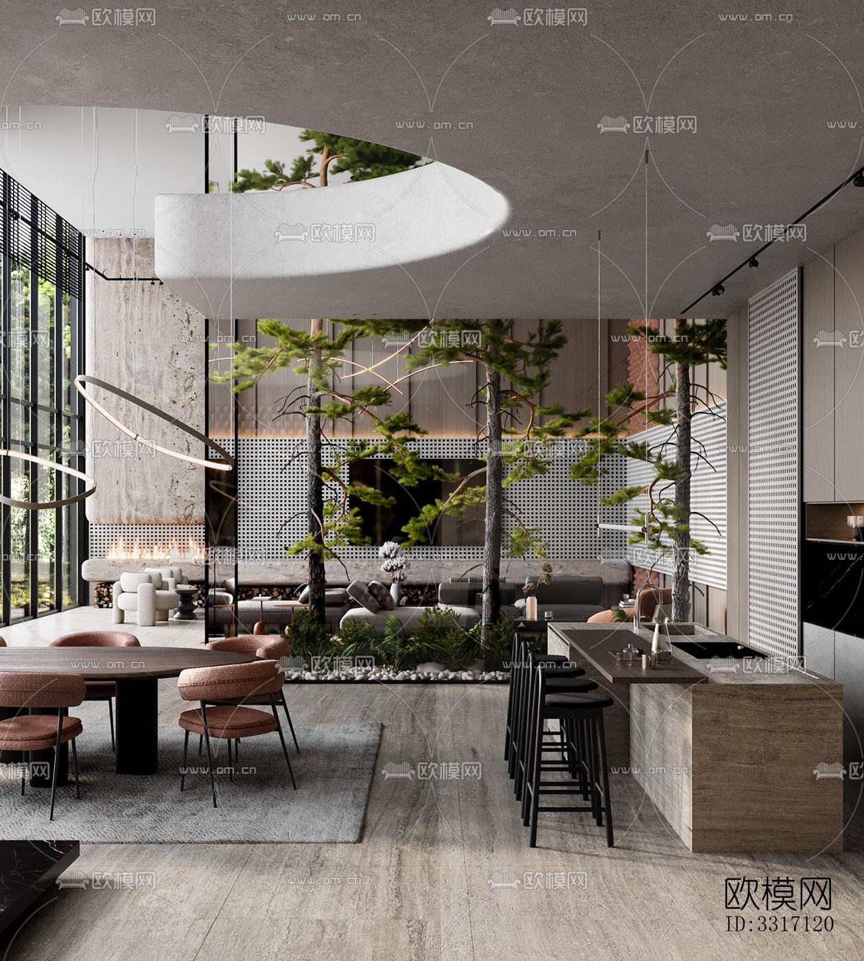 现代客厅效果图下载（渲染图10）