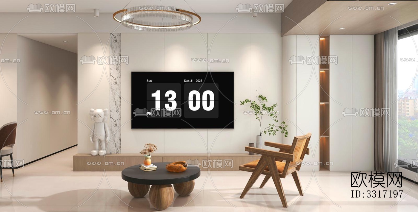 现代客厅效果图下载（渲染图3）