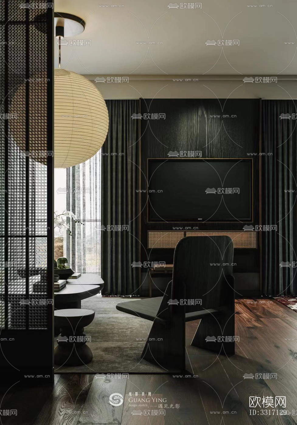 现代客厅效果图下载（渲染图3）