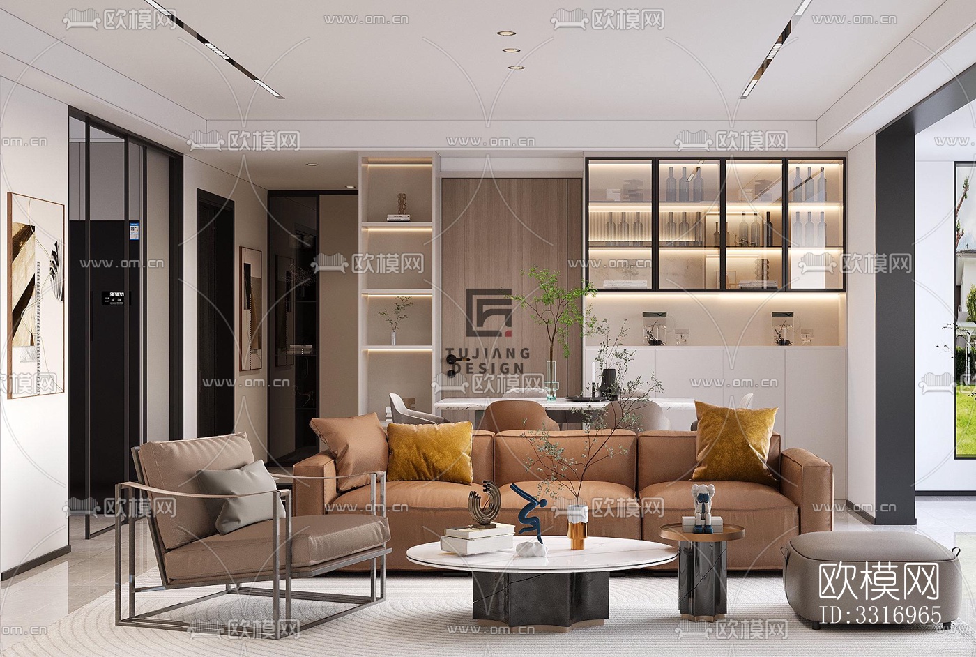 现代客厅效果图下载（渲染图4）