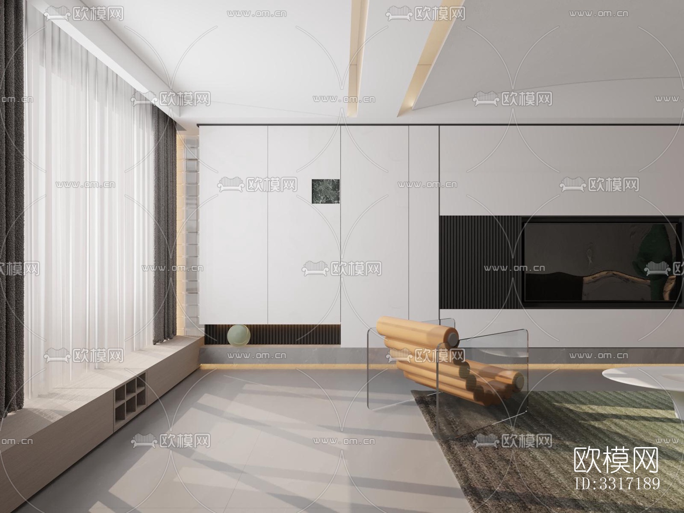 现代客厅效果图下载（渲染图4）