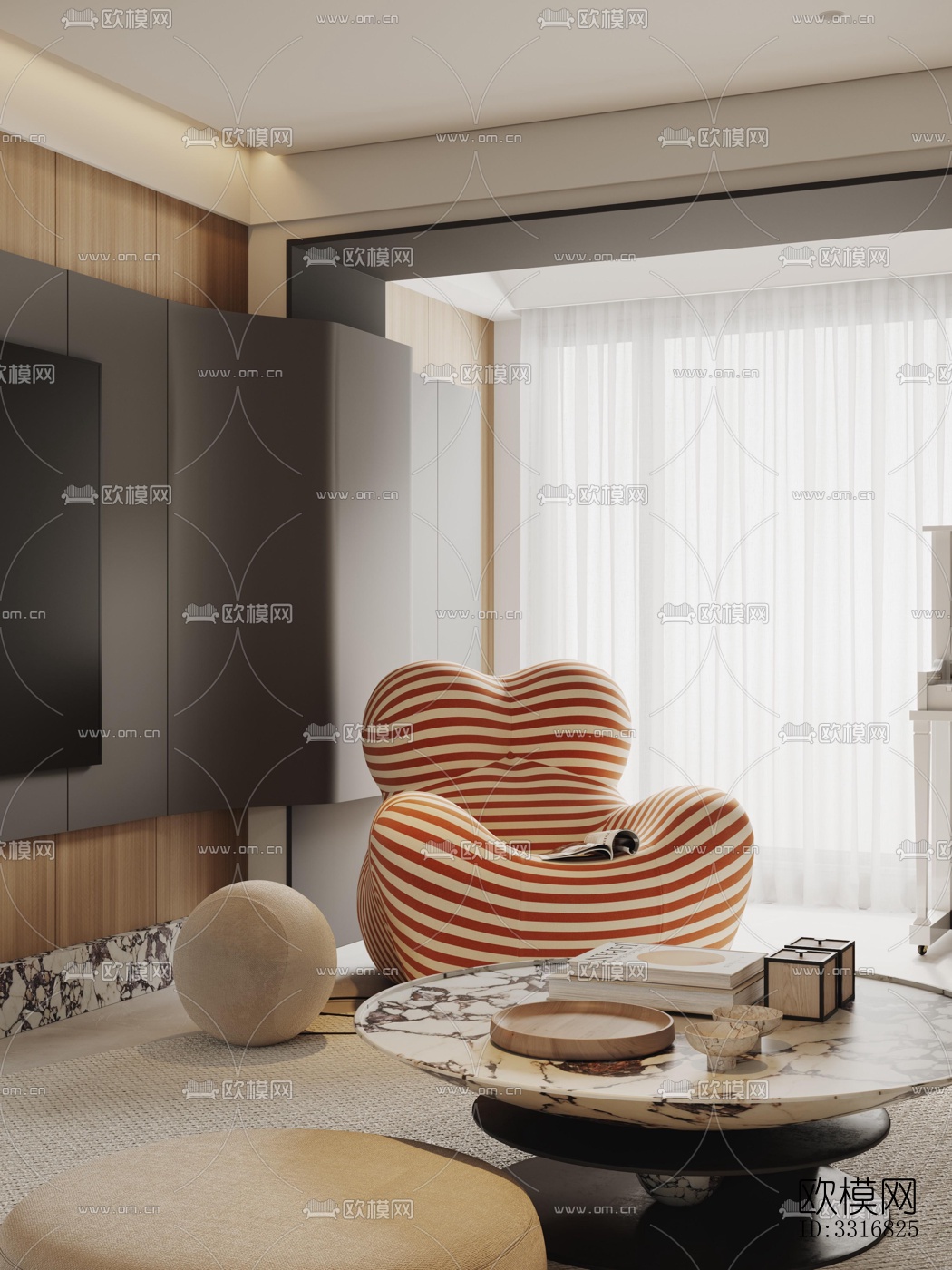 现代客厅效果图下载（渲染图5）