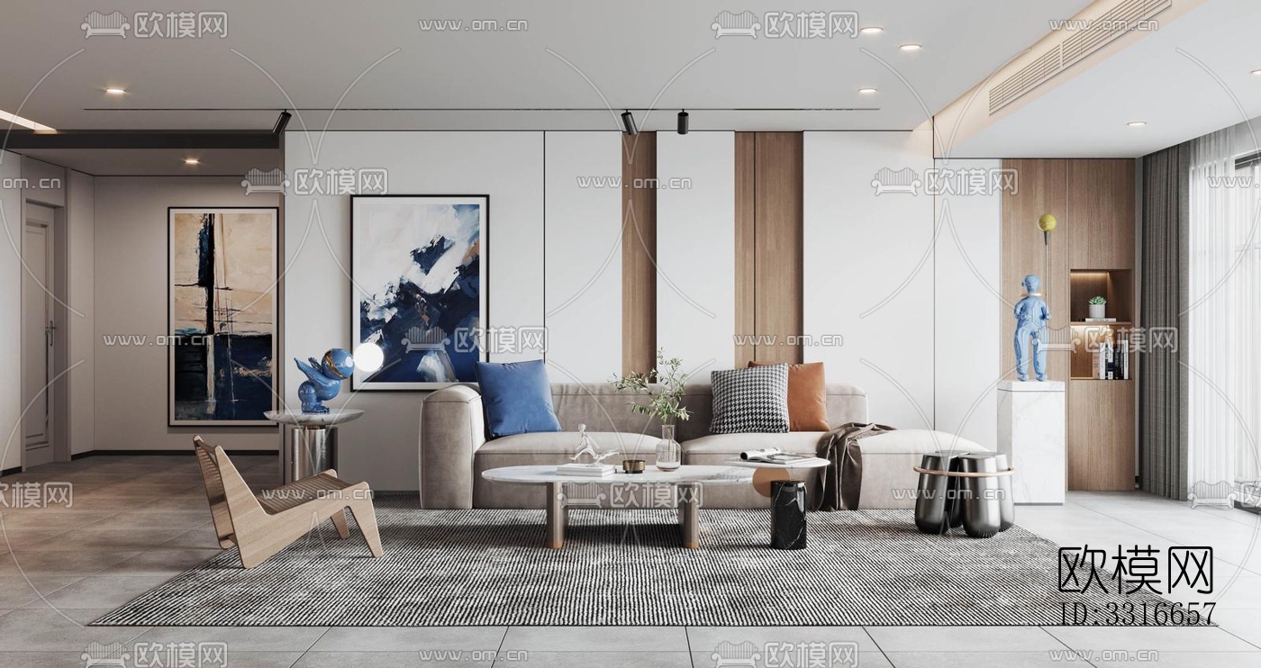 现代客厅效果图下载（渲染图10）