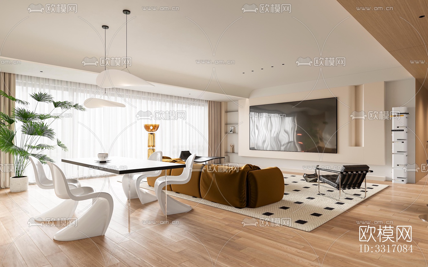 现代客厅效果图下载（渲染图3）