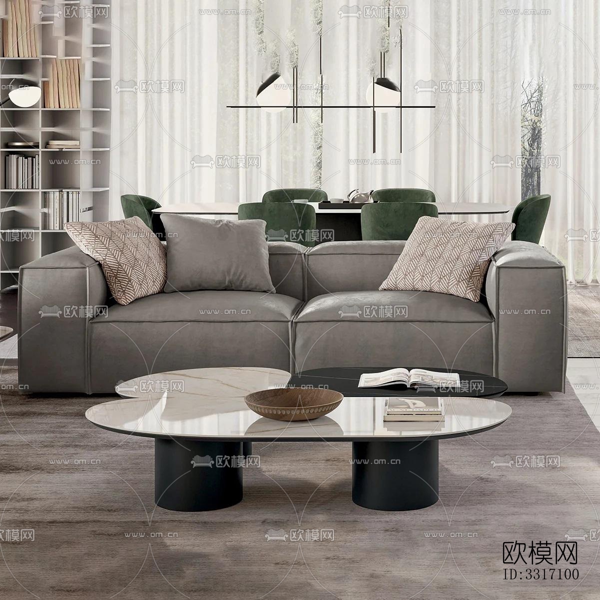 现代客厅效果图下载（渲染图4）