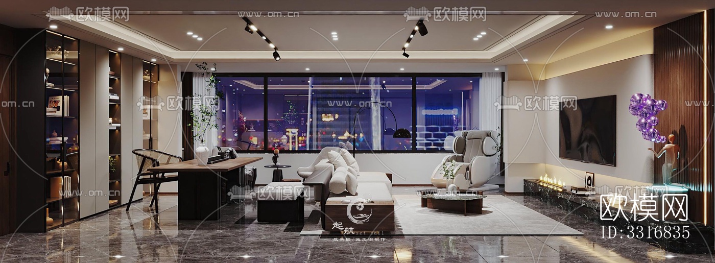 现代客厅效果图下载（渲染图3）