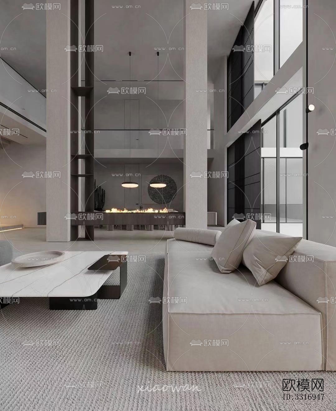 现代客厅效果图下载（渲染图1）