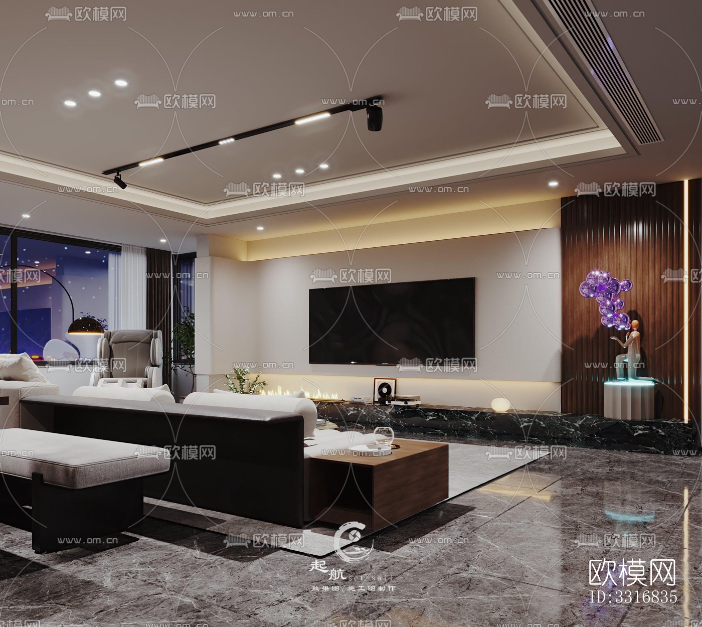 现代客厅效果图下载（渲染图6）