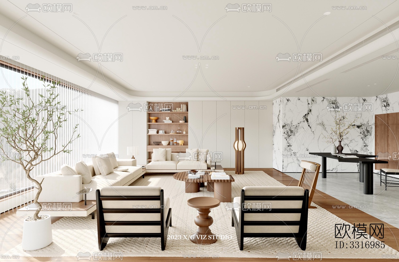 现代客厅效果图下载（渲染图1）