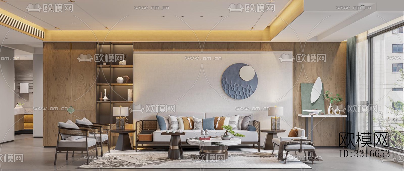 现代客厅效果图下载（渲染图9）